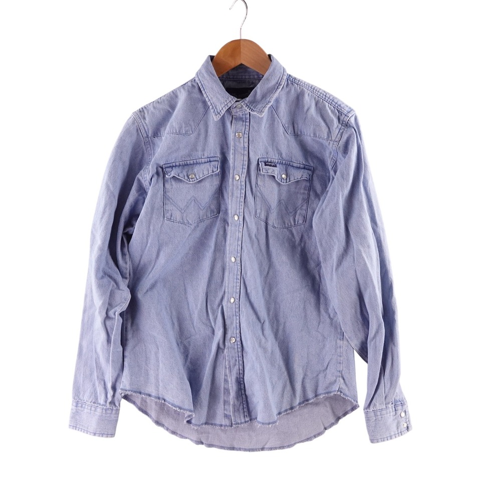 VTG Wrangler Western Shirt Mens XXL Blue Denim Pearl Snap Long Sleeve BW1251B